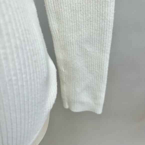 Abercrombie & Fitch Ivory Ribbed Plunge‎ Knit Long Sleeve Bodysuit Size Small - Picture 9 of 16